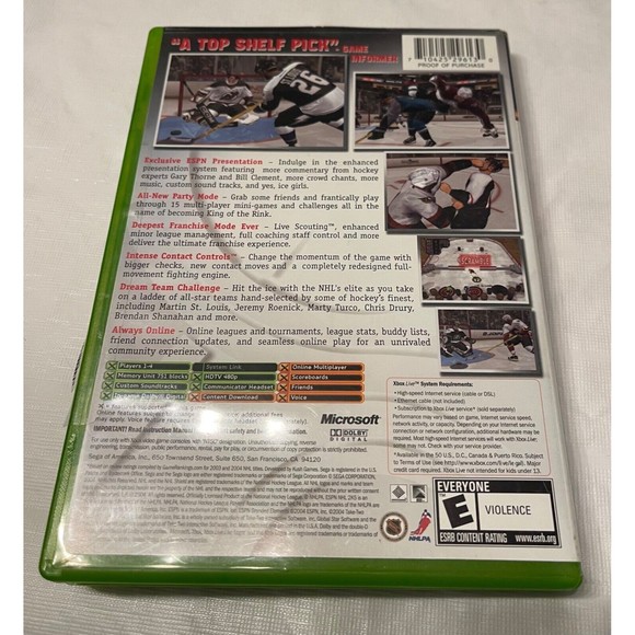 ESPN NHL 2K5 (Microsoft Xbox, 2004) Sega Hockey… - Picture 3 of 3